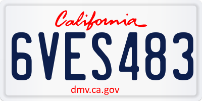 CA license plate 6VES483
