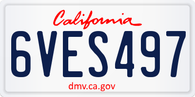 CA license plate 6VES497