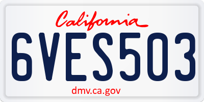 CA license plate 6VES503