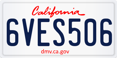 CA license plate 6VES506