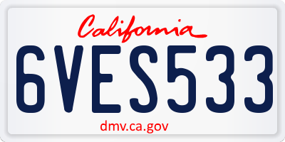 CA license plate 6VES533