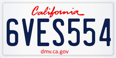 CA license plate 6VES554
