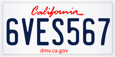 CA license plate 6VES567