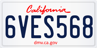 CA license plate 6VES568