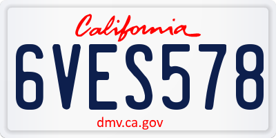 CA license plate 6VES578
