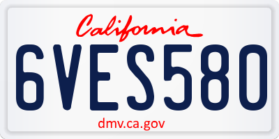 CA license plate 6VES580
