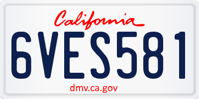 CA license plate 6VES581
