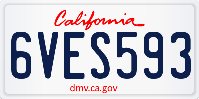 CA license plate 6VES593