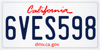 CA license plate 6VES598