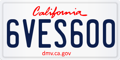 CA license plate 6VES600