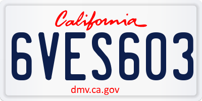 CA license plate 6VES603