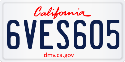 CA license plate 6VES605