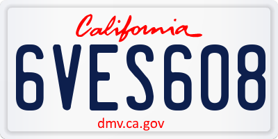 CA license plate 6VES608