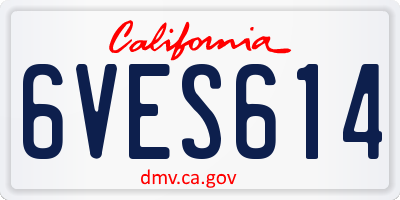 CA license plate 6VES614