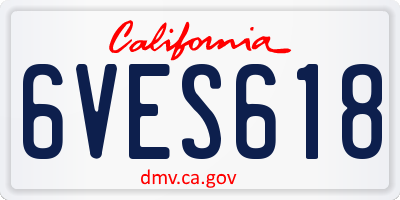 CA license plate 6VES618