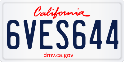 CA license plate 6VES644