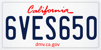 CA license plate 6VES650