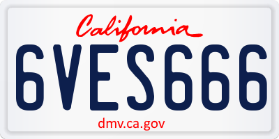CA license plate 6VES666