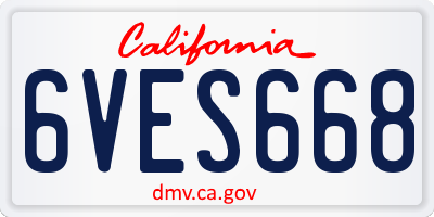 CA license plate 6VES668