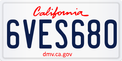 CA license plate 6VES680