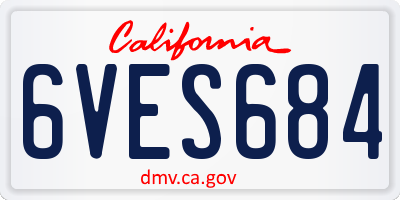 CA license plate 6VES684