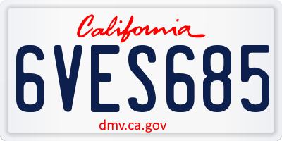 CA license plate 6VES685