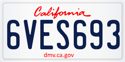 CA license plate 6VES693