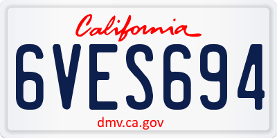 CA license plate 6VES694