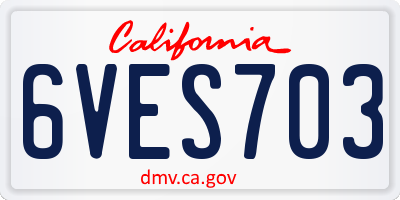 CA license plate 6VES703