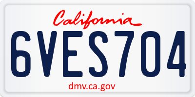 CA license plate 6VES704