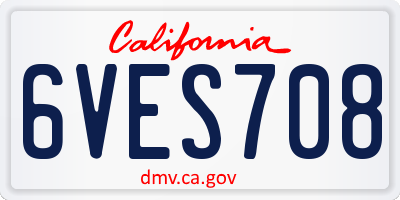 CA license plate 6VES708