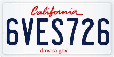 CA license plate 6VES726