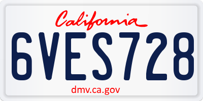 CA license plate 6VES728