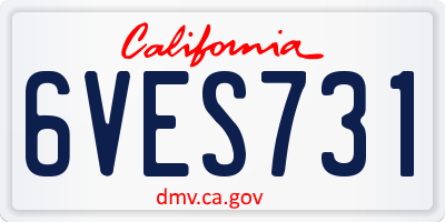 CA license plate 6VES731