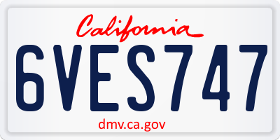 CA license plate 6VES747