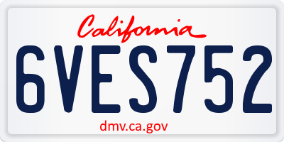 CA license plate 6VES752