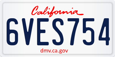 CA license plate 6VES754