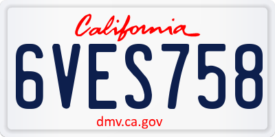 CA license plate 6VES758