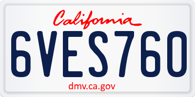 CA license plate 6VES760