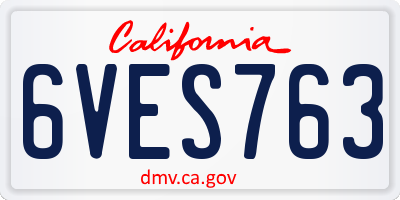 CA license plate 6VES763