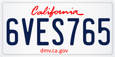 CA license plate 6VES765