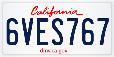 CA license plate 6VES767