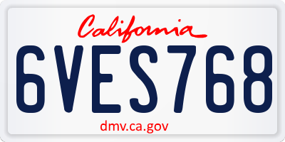 CA license plate 6VES768