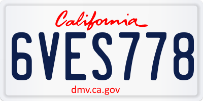 CA license plate 6VES778