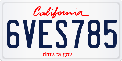 CA license plate 6VES785