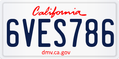 CA license plate 6VES786