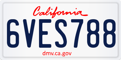 CA license plate 6VES788