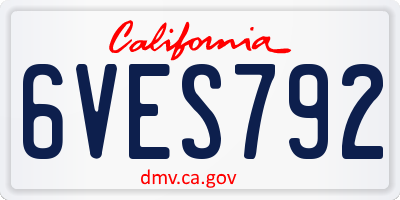 CA license plate 6VES792
