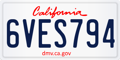CA license plate 6VES794