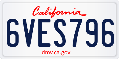 CA license plate 6VES796